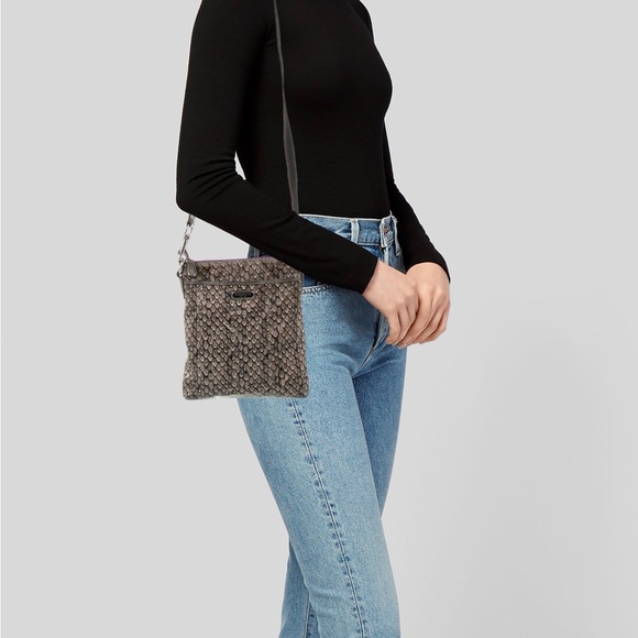 Coach Handbags - Coach Snake Animal Print Crossbody Nylon Bag with Grey Strap